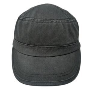 Alternative Apparel Army Cap Black One Size Cotton Strapback Flat Top Cadet Hat